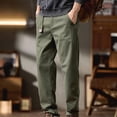 thumbnail image 5 of FRSASU Men's Casual Pants Regular Fit Retro Stretch Cotton Fashion Trousers Tapered Chino Western Gurkha Pants Army Green, 5 of 9