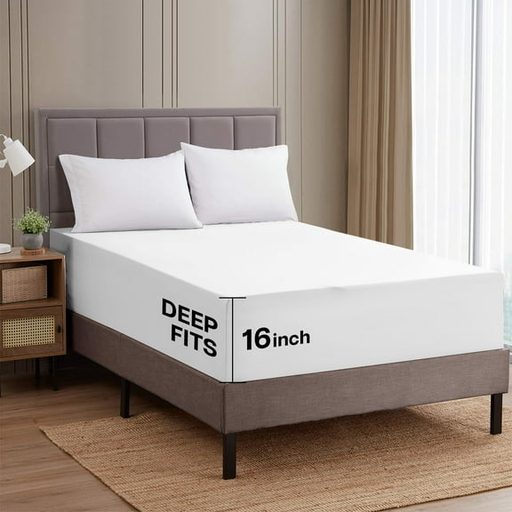 Ameha Fitted Sheet-1800 Premium Collection Microfiber Ultra-Soft Deep Pocket King White