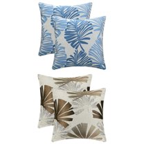 Unique Bargains 4 Pcs Leaves Pattern Throw Pillow Covers 18" x 18" Brown/Blue