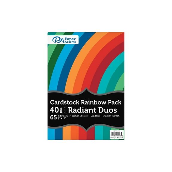 Variety Pk 5x7 40pc 65lb Rainbow Cdstk RadiantDuo
