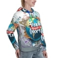 thumbnail image 6 of Kdxio Travel Around The World Print Womens Oversized Hoodies Sweatshirts Hooded Pullover Tops Sweaters Casual-Medium, 6 of 7