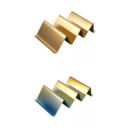 

2Pieces Taco Holder Stainless Steel Taco Stand Holder Shaped Taco Tray Can Hold 2 Tacos & Baking Snacks Cakes for Restaurant Bar Parties Colorful and Gold