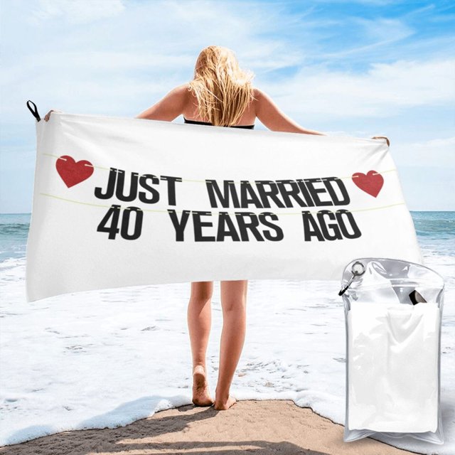 Toalla de playa de microfibra para aniversario de 40 años de casados, suave manta de playa para desfiles, natación, yoga, mujeres y hombres