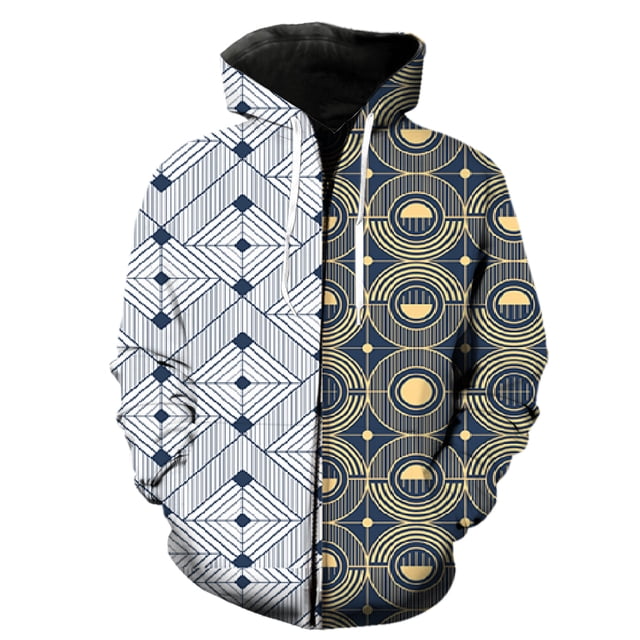 Abstract Pattern Men's Zipper Hoodie Cool 2024 Hot Sale Oversized 3D Printed Sweatshirts Funny Fashion Spring With Hood Jackets