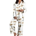 thumbnail image 3 of Womens Cotton Pajama Sets Cute Heart Print Long Sleeve Button Down Valentines Pajamas With Long Pants, 3 of 6