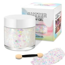 HHBEAUTY Body Glitter Gel, Face Glitter Body Gel Sequins Shimmer Liquid Eyeshadow, Chunky Glitter for Face Hair Nails, Holographic Cosmetic Laser Powder Festival Glitter Makeup