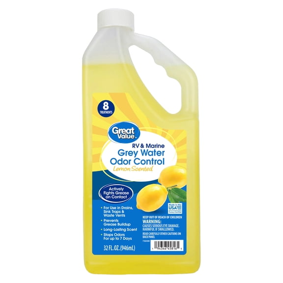Great Value RV and Marine Grey Water Odor Control, Lemon Scent, 32 fl oz
