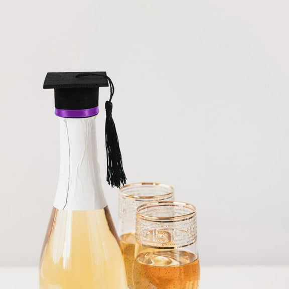 VERDANVERSE Bottle Toppers Graduation Hat Bottle Topper Purple Felt Fabric 4Pcs