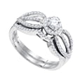 thumbnail image 1 of 10kt White Gold Womens Round Diamond Bridal Wedding Engagement Ring Band Set 1/2 Cttw, 1 of 1