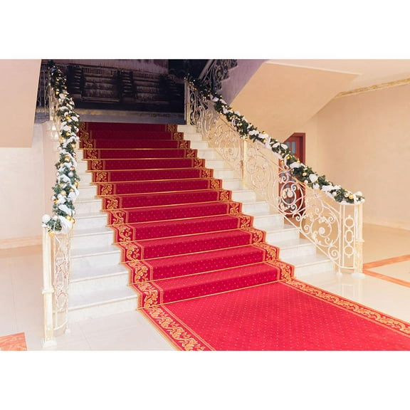 Red Carpet Steps Flowers Photo Backdrop Custom Vinyl Background for Wedding Children Birthday Party Photoshoot Photography Props
