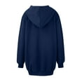 thumbnail image 4 of Fshiont Long Zip Up Hoodie Women Fleece Lined Oversized Tunic Sweatshirt Drop Shoulder Knee Length Fall Winter Hooded Jacket Navy M, 4 of 6