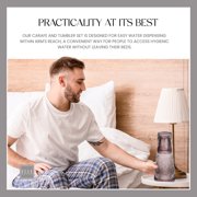 Elle Decor 33 oz Bedside Water Carafe & Drinking Glasses Tumbler - Gray