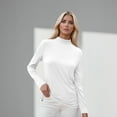 thumbnail image 3 of Mock Neck Tops for Women Basic Long Sleeve Layering Shirts Dressy Casual Loose Lightweight Turtleneck Tops White S, 3 of 4