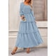 thumbnail image 5 of Vestido PRETTYGARDEN 2025 Maxi de Manga Larga con Fruncido Azul Talle M, 5 of 8