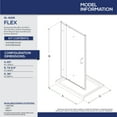 thumbnail image 5 of DreamLine Flex 36 in. D x 60 in. W x 74 3/4 in. H Semi-Frameless Pivot Shower Door in Chrome with Left Drain Biscuit Base Kit, 5 of 11