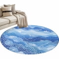 thumbnail image 2 of Summer Sea Corals Round Living Room Rugs 4 ft, Nautical Coastal Abstract Watercolor Ocean Waves Washable Area Rug with Non-Slip Sturdy Edge Binding Round Carpet for Entryway Kitchen Bedroom Bathroom, 2 of 9