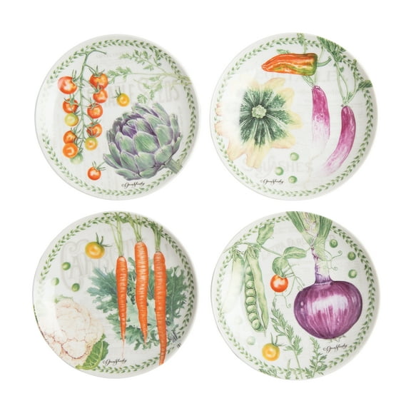 Vegetable Garden Set of 4 Porcelain Decorative Plates 6"
