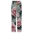 thumbnail image 6 of Leopard Print Pink Roses Flowers Winter Female Pants Flannel High Waist Women Pants Lady Warm Straight Leg Plush Trousers, 6 of 7