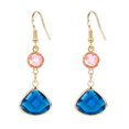 thumbnail image 1 of 1 par de pendientes para mujer hechos a mano con forma de gota de agua y cristales de imitación azul y rosa, regalo de joyería., 1 of 8