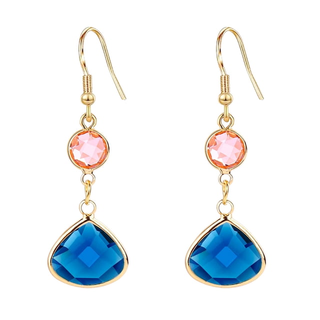 1 par de pendientes para mujer hechos a mano con forma de gota de agua y cristales de imitación azul y rosa, regalo de joyería.