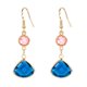 thumbnail image 1 of 1 par de pendientes para mujer hechos a mano con forma de gota de agua y cristales de imitación azul y rosa, regalo de joyería., 1 of 8