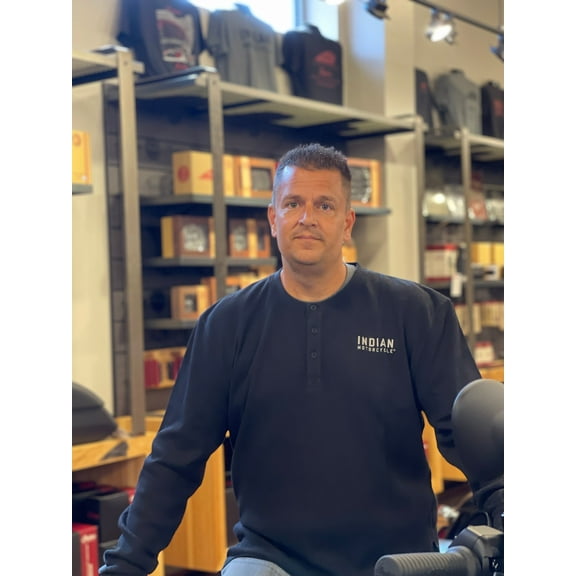 Indian Motorcycle Men's Custom Built Henley Long Sleeve Tee, Black | 2833407