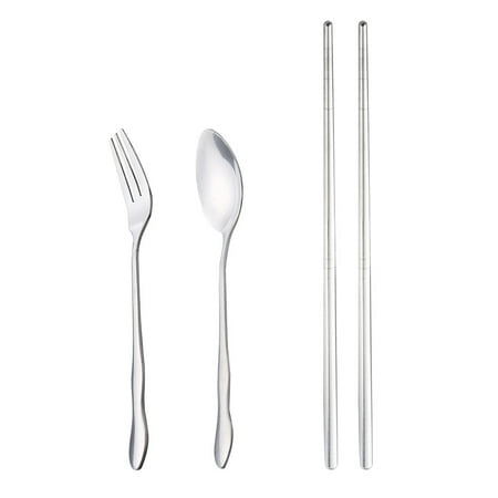 

Chueow Portable Folding Travel Dinnerware Set Stainless Steel Tableware Camping Tools Kitchen Supplies