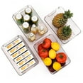 thumbnail image 3 of Pack of 4 Clear Storage Containers Stackable Refrigerator Organizer Bins with Handles Fresh Keeper for Fridge, Freezer, Cabinet, Pantry, Kitchen, 3 of 6