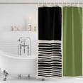 thumbnail image 3 of Sage Green Black Shower Curtain, Waterproof Shower Curtains for Bathroom, Farmhouse Striped Modern Abstract Art Washable Fabric Bathtub Curtain Set Bath Decor with 12 Hooks Stall 36"x72", 3 of 8