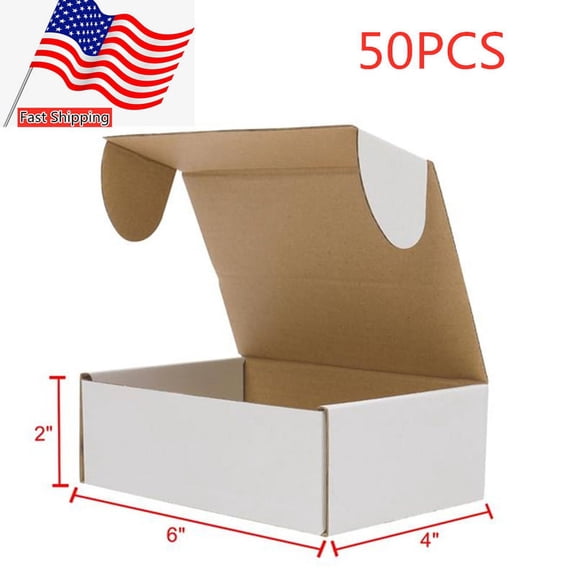 Promotion Sale! White Corrugated Corrugated Cardboard Mailing Boxes, 6" x 4" x 3",Pack of 50, Crush-Proof, for Shipping, Mailing and Storing