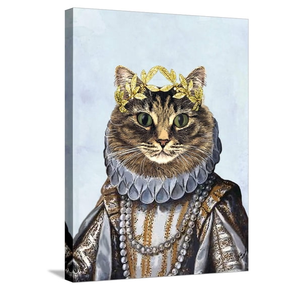 Art.com Cat Queen Stretched Canvas Print Wall Art by Fab Funky, 18" x 24"