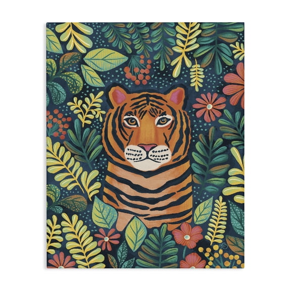 Stupell Industries Eclectic Exotic Leaf Pattern Tiger Canvas Art, 16 x 20, by Lisa R Dumm