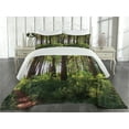 thumbnail image 2 of Ambesonne Forest Quilted Coverlet 3 Pcs, Bushes and Thick Trunks, Queen Size, Green Brown, 2 of 4
