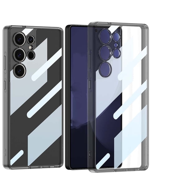 For Samsung Galaxy S25 Ultra Clear Phone Case,Military Grade Drop Protection,Ultra Slim Design,Rugged Shockproof Protective Bumper Anti-Scratch Hard PC Transparent Thin Fit Phone Case,Black