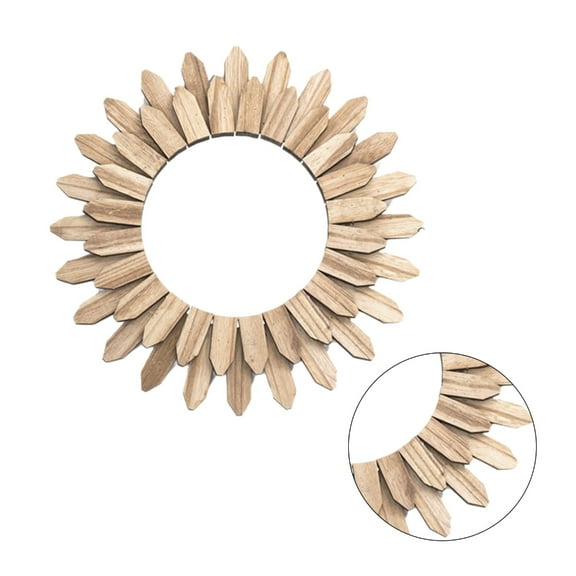 YIEMEEN Sun Shape Wall Mirrored Wooden Round Makeup Mirrored for Entryways Living Room