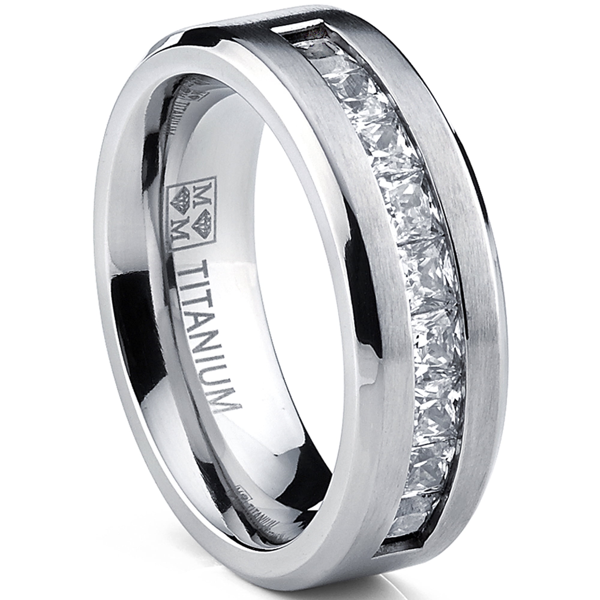 Bague De Fiançailles/éternité Diamant Simulé 4Ct Princesse - Plaqué Or Blanc 14K, Taille 7 - NEUVE