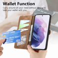 thumbnail image 5 of SaniMore for Samsung Galaxy S23 (6.1") Case, PU Leather Embossed Lines Wristlet Zipper Cash Pocket Card Slots Magnetic Flip Stand Full Protective TPU Shell Anti-drop Business Design, Brown, 5 of 10