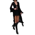 thumbnail image 4 of Women's Summer Tie Up Long Cardigan Black Long Sleeve Open Front Cardigan Streetwear, 4 of 10