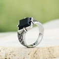 thumbnail image 3 of HIJONES Women Men's Rhombus Gemstone Ring Stainless Steel Engagement Promise High Polished Band Ring Jewelry Silver Black Size 9, 3 of 5