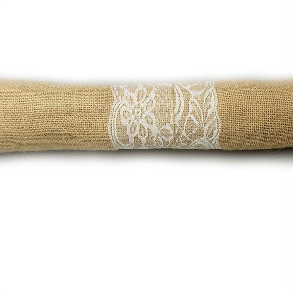 Mainstays Unwired 18" x 10' Natural Burlap Ribbon with White Lace in Middle, 1 Each