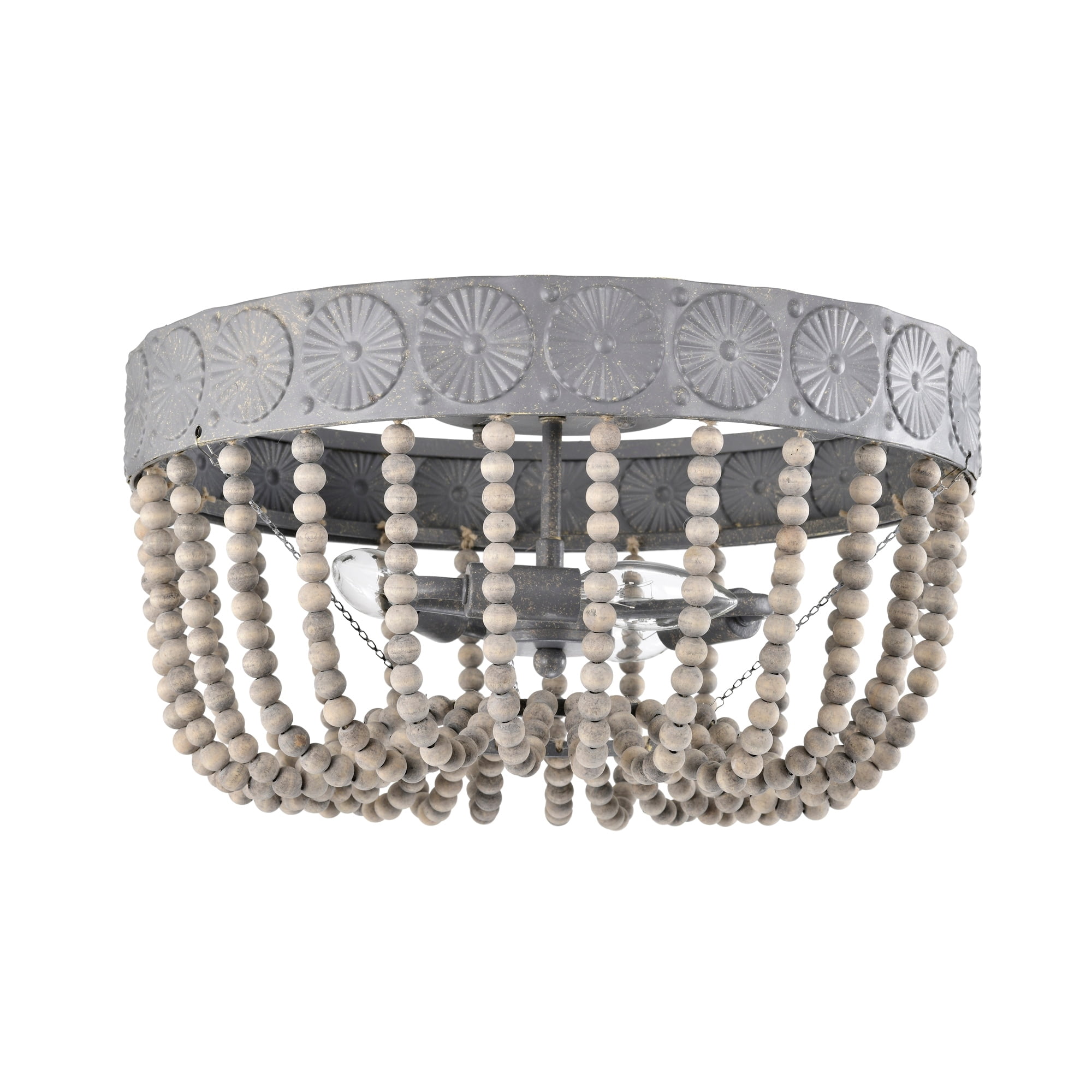 Warehouse of Tiffany IMC841C-3 16 in. Poury Indoor 3-Light Weathered Grey Flush Mount Ceiling Light with Light Kit