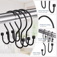 thumbnail image 2 of Bathway Shower Curtain Hooks Black Shower Curtain Rings, Simple Double Hook Shower Curtain Hooks Rust Proof, Smooth Sturdy Metal Shower Hooks for Shower Curtain Rod, 12Pcs Shower Rod Hooks, 2 of 7