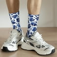 thumbnail image 6 of KLL Blue Ink Flowers Print Cool Socks Men's Women's Crew Socks Funny Crazy Novelty Stockings, 6 of 6