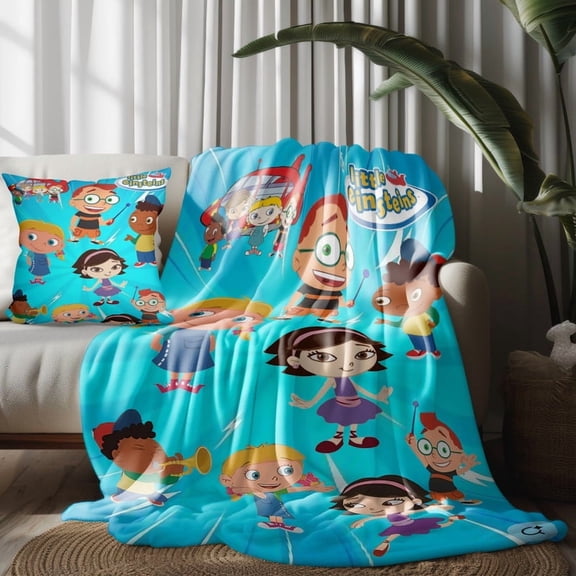 Throw Blanket and Pillowcase Set，Little Einsteins Thin Bed Couch Decor Kids Adult Nap Micro Fleece Fuzzy Blankets Bedroom Car All Season Birthday Gifts 30×40 inch