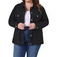 thumbnail image 1 of Chaqueta de mezclilla para mujer de tallas grandes Agnes Orinda con capucha desmontable con cordón y bolsillos, chaquetas de mezclilla 2X negra, 1 of 6