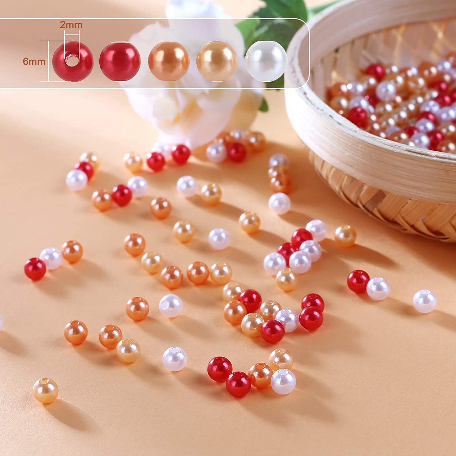 Incraftables Pearl Beads for Jewelry Making 1700pcs (24 Colors). 6mm Round Pearl  Beads for Bracelets Making & Crafting. Assorted Pearls for crafts for Kids  & Adults with Silver Wire, String & Clasps
