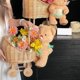 thumbnail image 3 of Cesta de flores con forma de cochecito de ratán tejido con asa, cesta decorativa for dulces, 3 of 7
