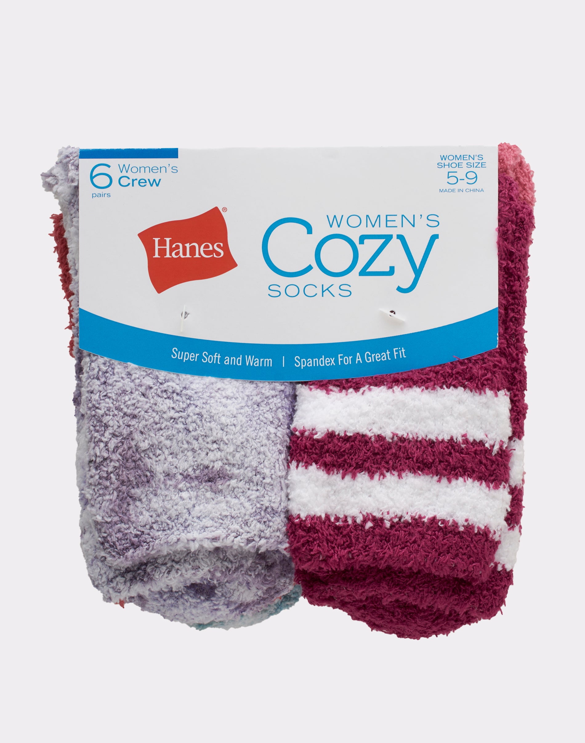 Hanes Cozy Crew Socks 6-Pack Women's Soft Fluffy Comfy sz 5-9 4 Color Choices
