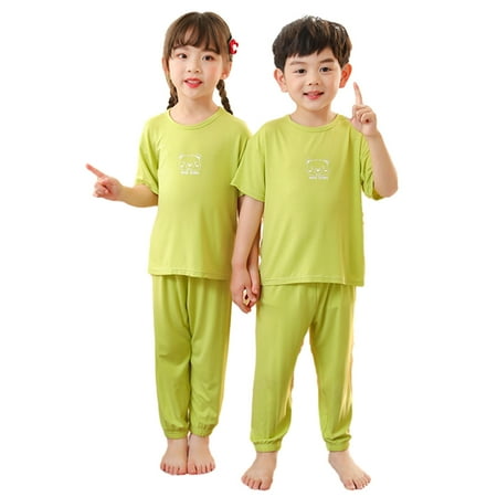 

WOLLED Baby Kids Pajamas Set for Boys Girls Summer Cozy Short-Sleeve Top+Pants 2 PCS Outfit for 1-8T