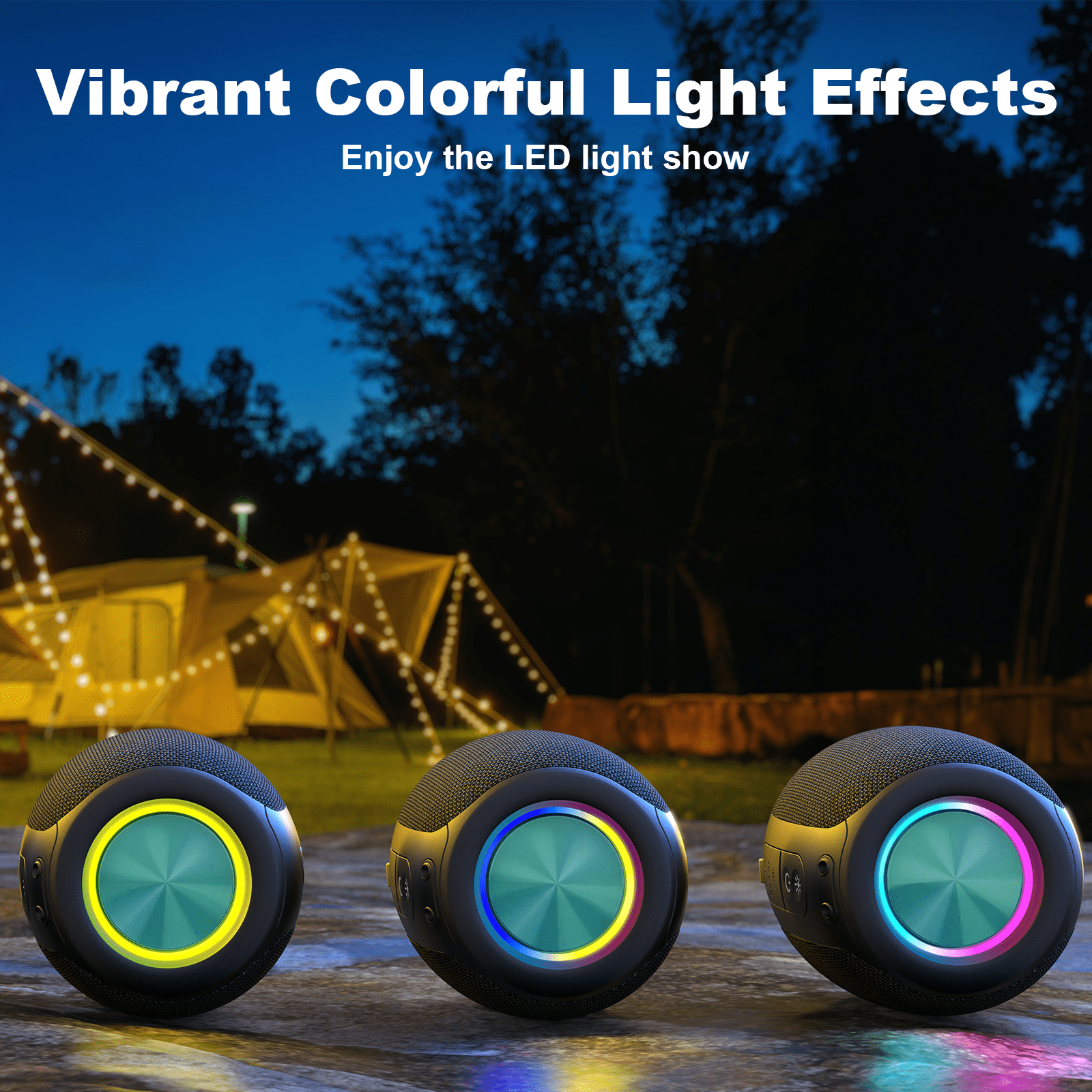 Bobtot Bluetooth Speaker Wireless Portable Speaker with Loud Stereo Sound RGB Lights 25H Playtime TWS Pairing Mini Wireless Speakers for PC/Computer/Outdoor/Home/Party/Gift Ideas
